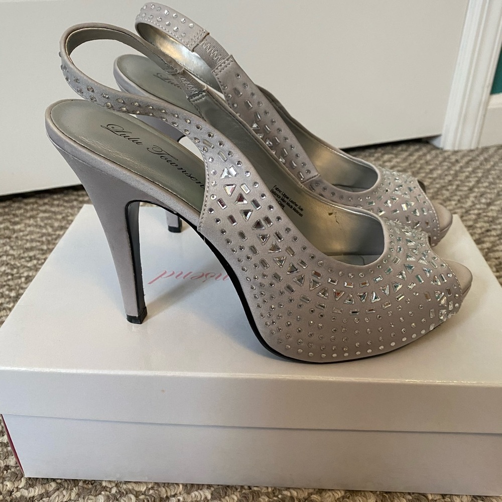 Silver sparkly heels